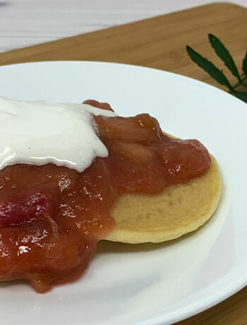 Simple Rhubarb Sauce on Pancakes